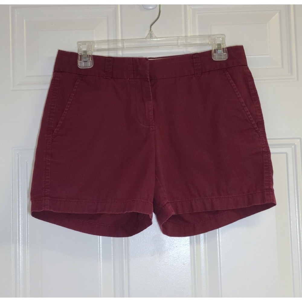 J Crew Factory Chino Shorts Womens Size 2 Burgandy Broken-In Cotton Classic
